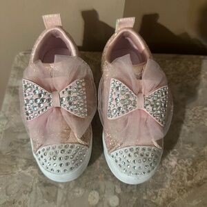 Sketchers Twinkle Toes Sparkly Pink Kids Shoes with Bow